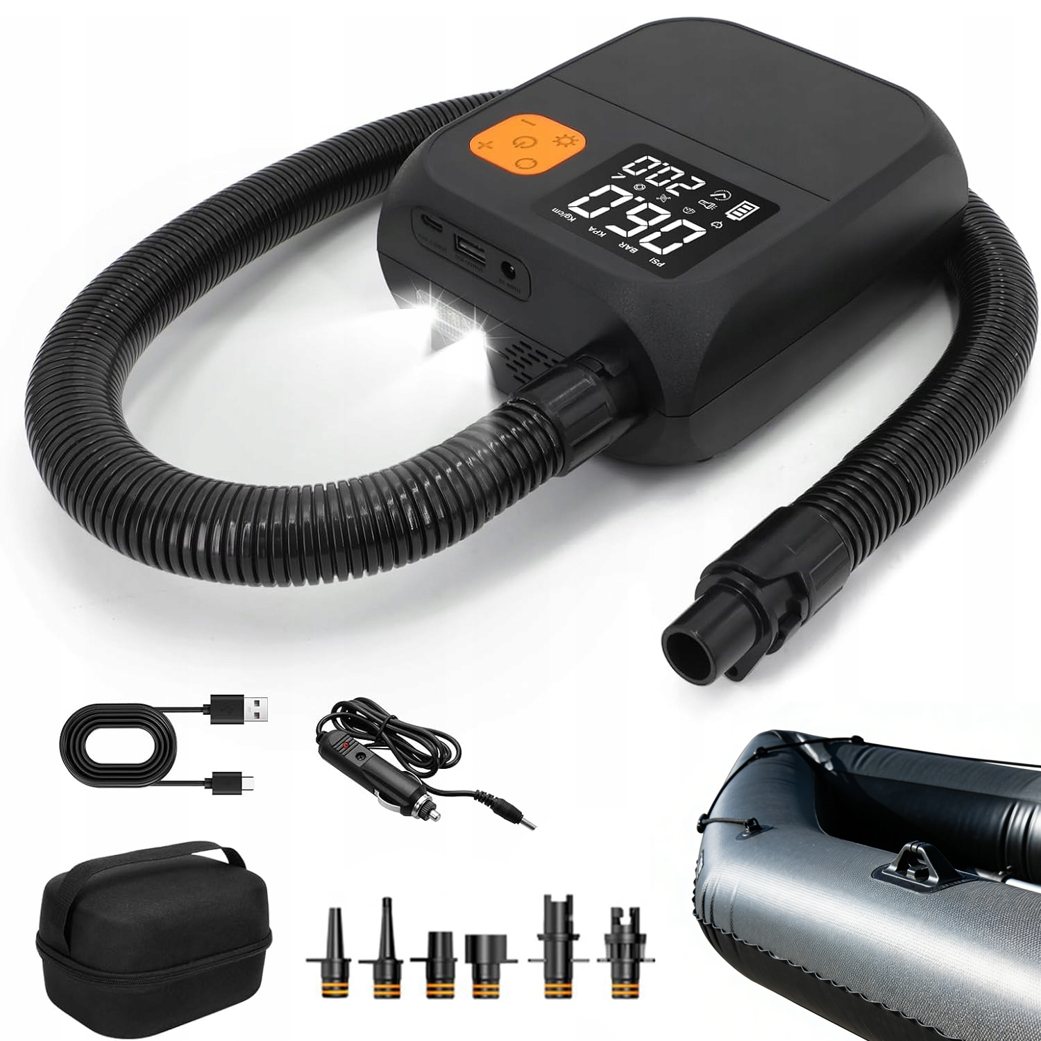 Bezdrátová Akumulátorová Pumpa Pro Paddleboardy Kajaka 8Ah 25 Psi s Baterkou