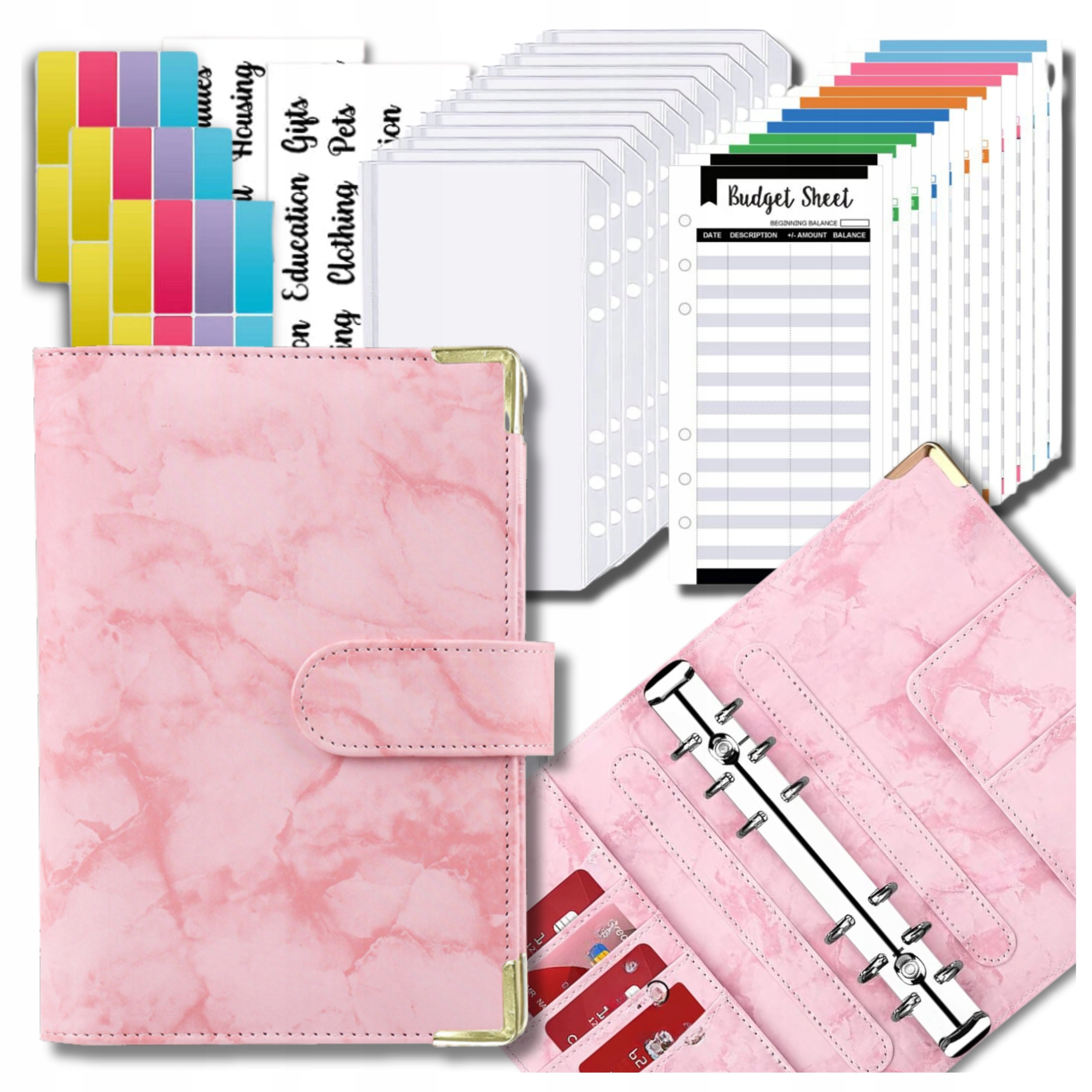 Notes planer organizer segregator finansowy budżetowy różowy A6 oszczędnik