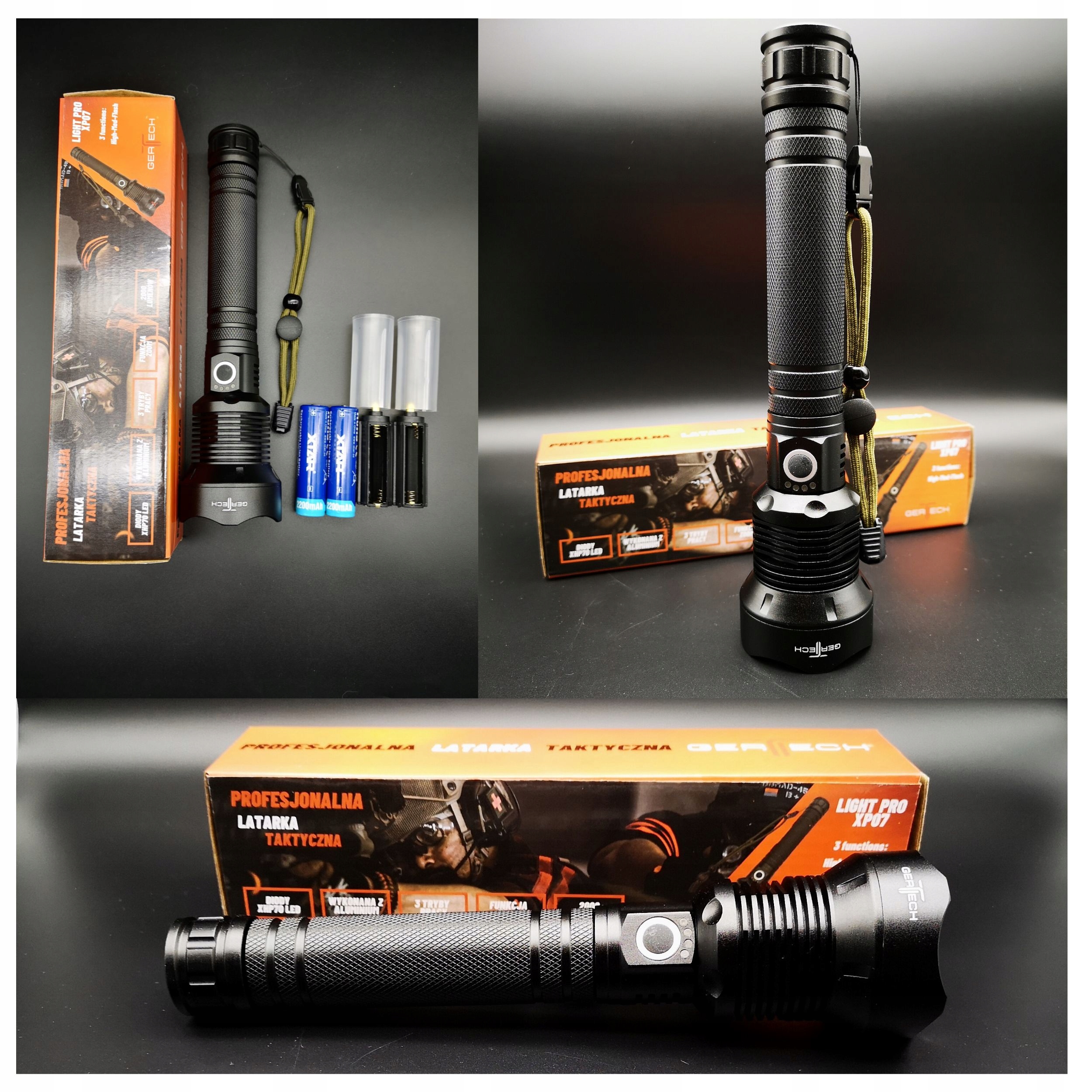 LATARKA LED AKUMULATOR Wojskowa Bardzo MOCNA Reflektor ZOOM PROFSJONALNA Marka inna marka