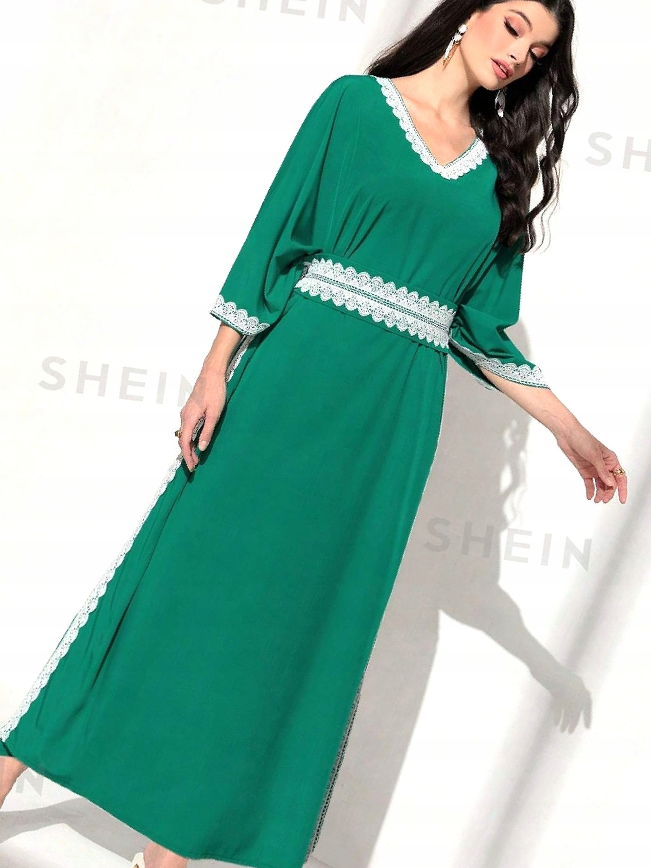 Šaty s krajkovou krajkou Maxi Elegantní tunika v arabském stylu