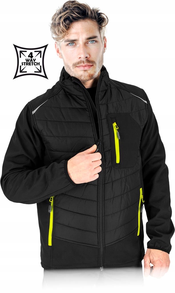 Kurtka robocza ocieplana pikowana softshell ocieplany stretch odblaski