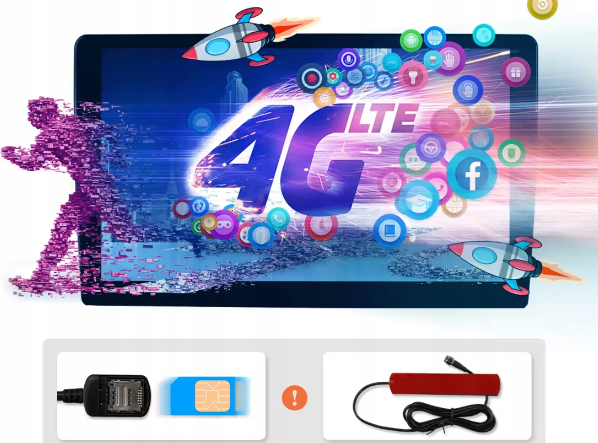 Radio Samochodowe 1DIN 9' 4/64GB AndroidAuto CarPlay RDS BT USB WiFi GPS 4G Stan opakowania oryginalne