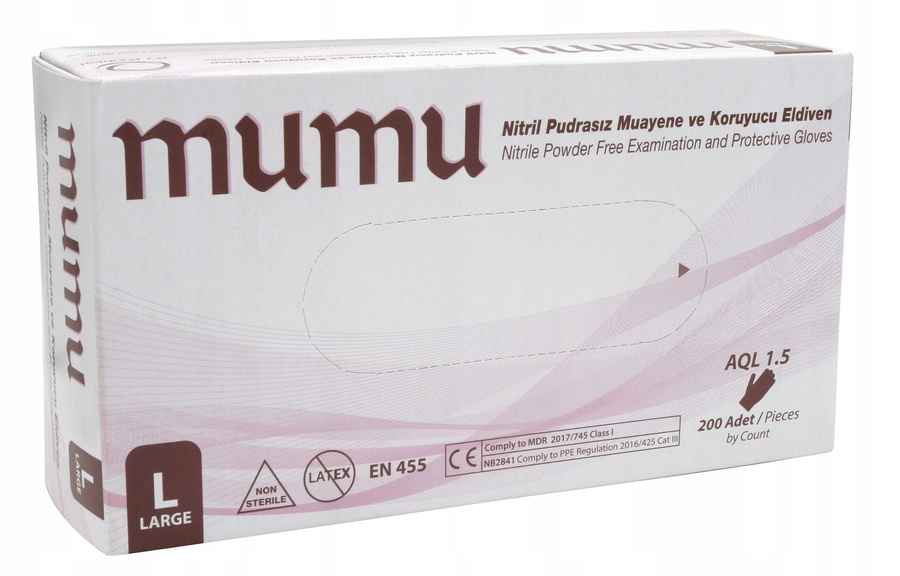 

Rękawiczki jednorazowe nitrylowe Mumu L x 200 szt