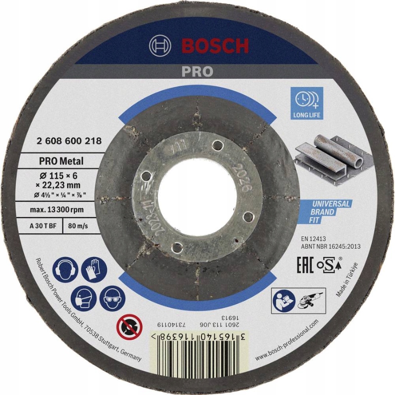 BOSCH TARCZA KORUNDOWA DO SZLIFOWANIA METALU 115 x 6,0