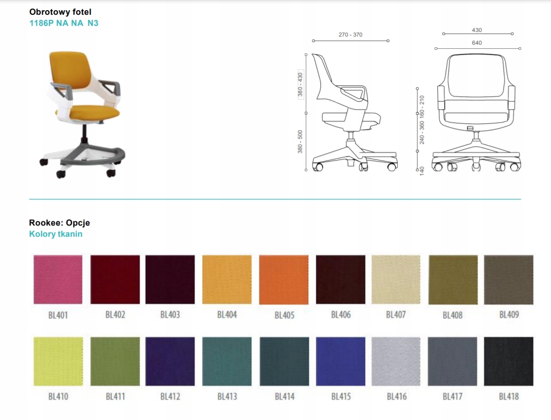 Kolor tapicerki dla fotela ROOKE