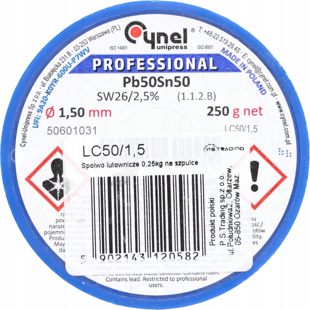 Pájecí pojivo 1.5 mm 250 g Sn50Pb50 SW26 profesionální Cynel