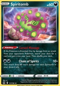 Karty Pokemon (LOR 117) Spiritomb (R)