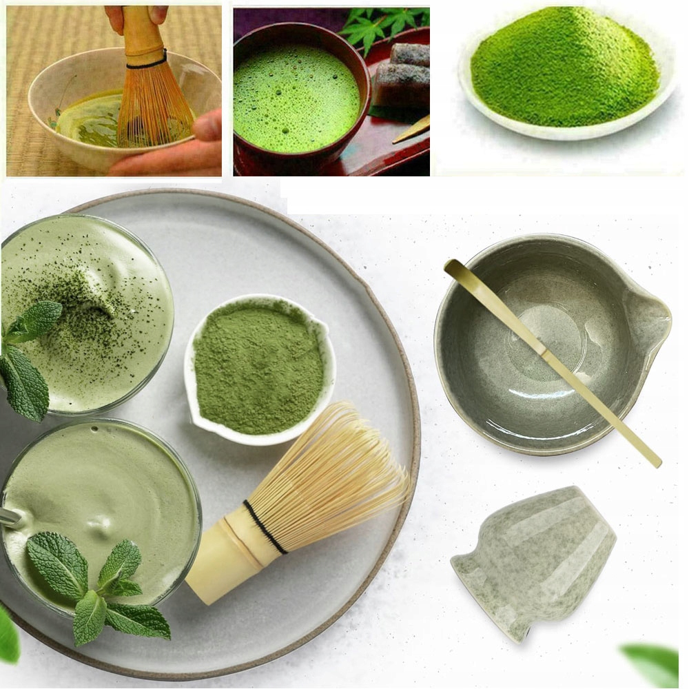 Levně Sada nástrojů na výrobu matchy s miskou, držákem na šlehací metlu a lžící