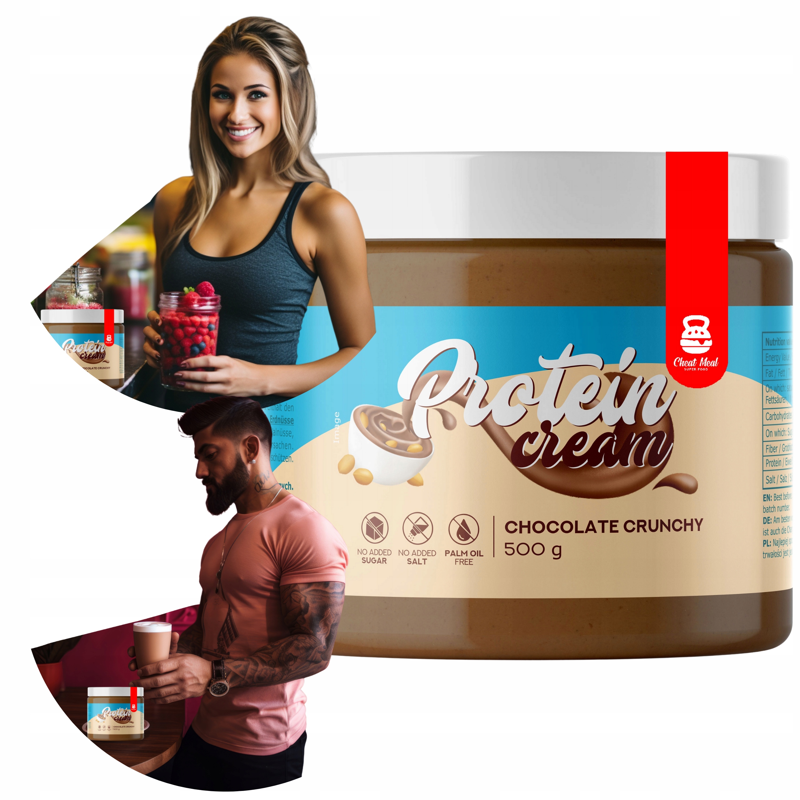 KREM PROTEINOWY keto BEZ CUKRU białkowy BIAŁKO 500g CHEAT CZEKOLADA orzech Stan opakowania oryginalne