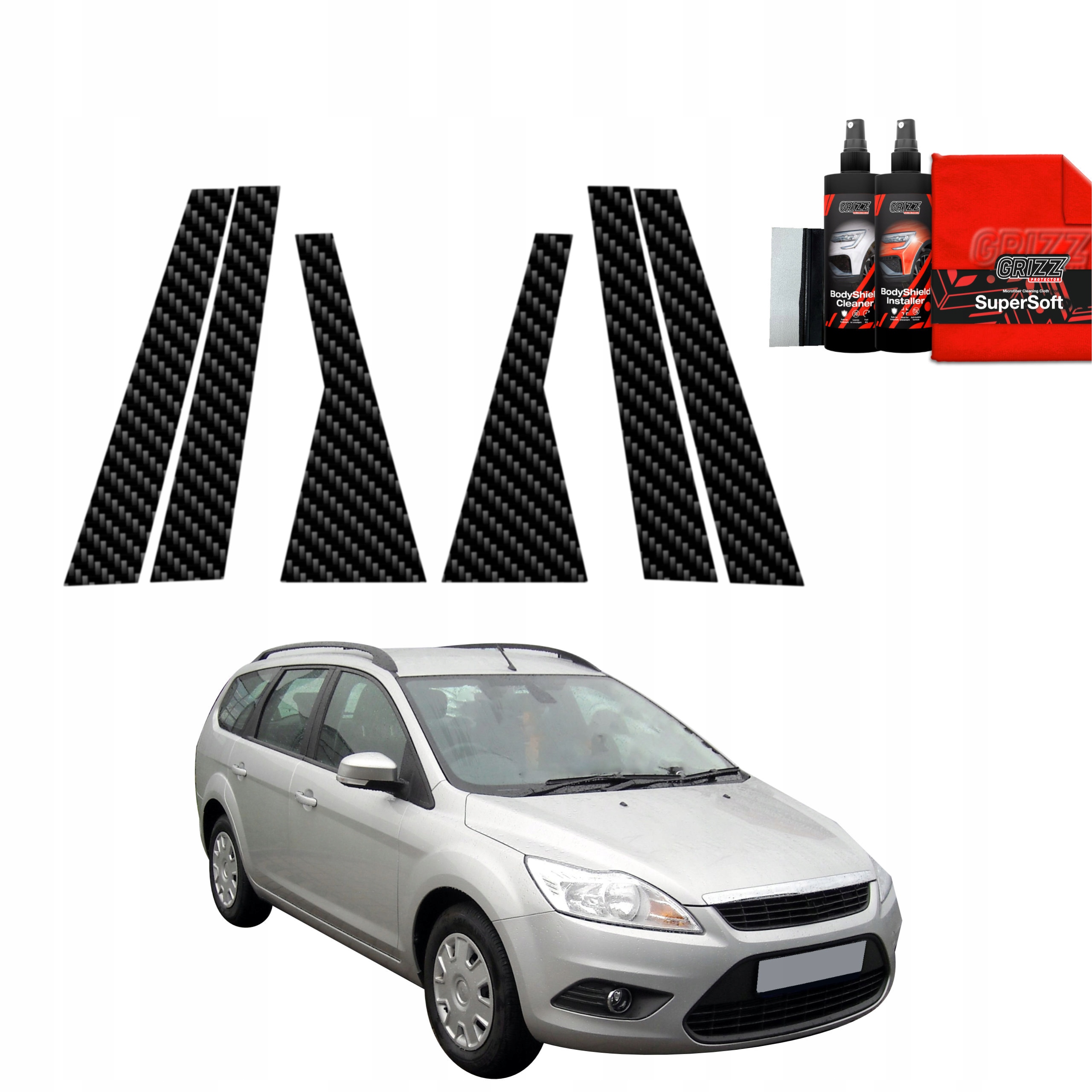 6v1 Fólie na sloupky pro Focus Mk2 Kombi Facelifting (2007-2011)