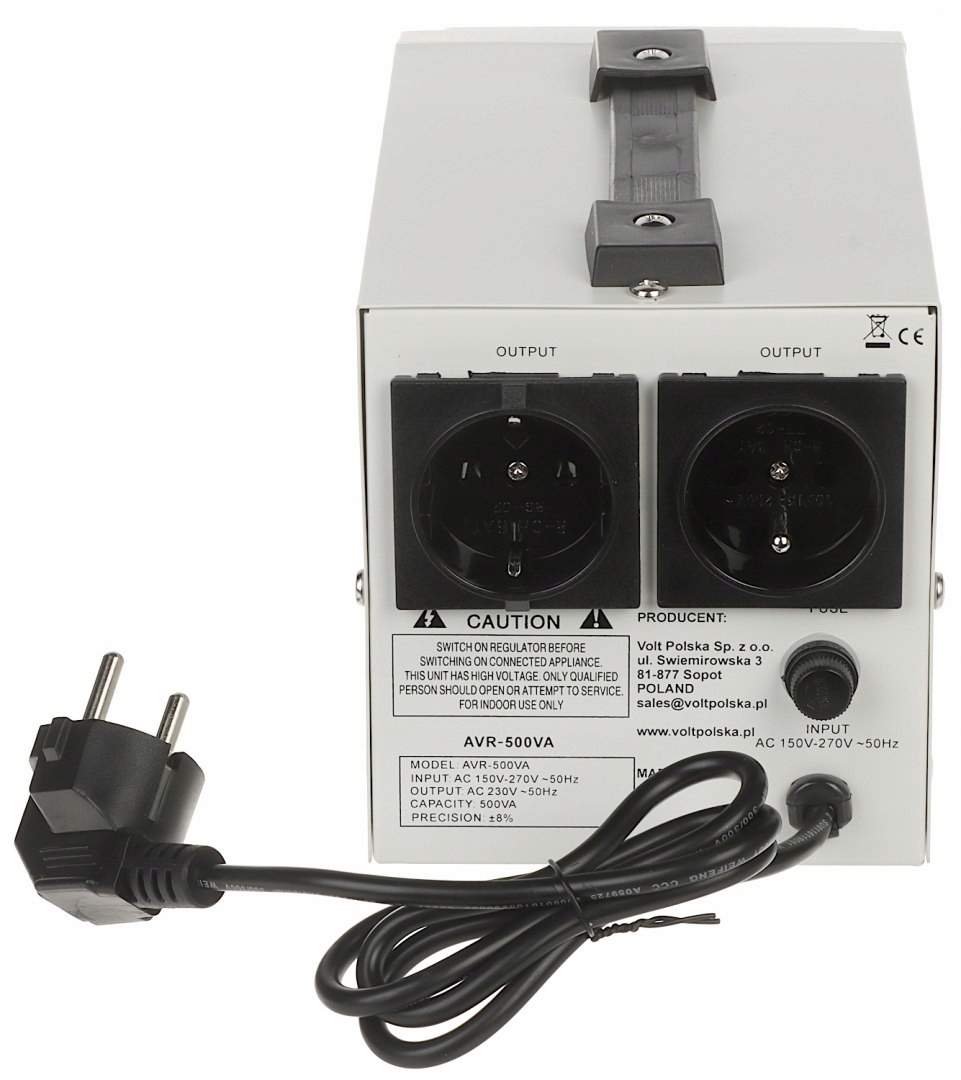 STABILIZATOR NAPIĘCIA SIECIOWEGO AVR-500VA VOLT Polska Symbol AVR 500