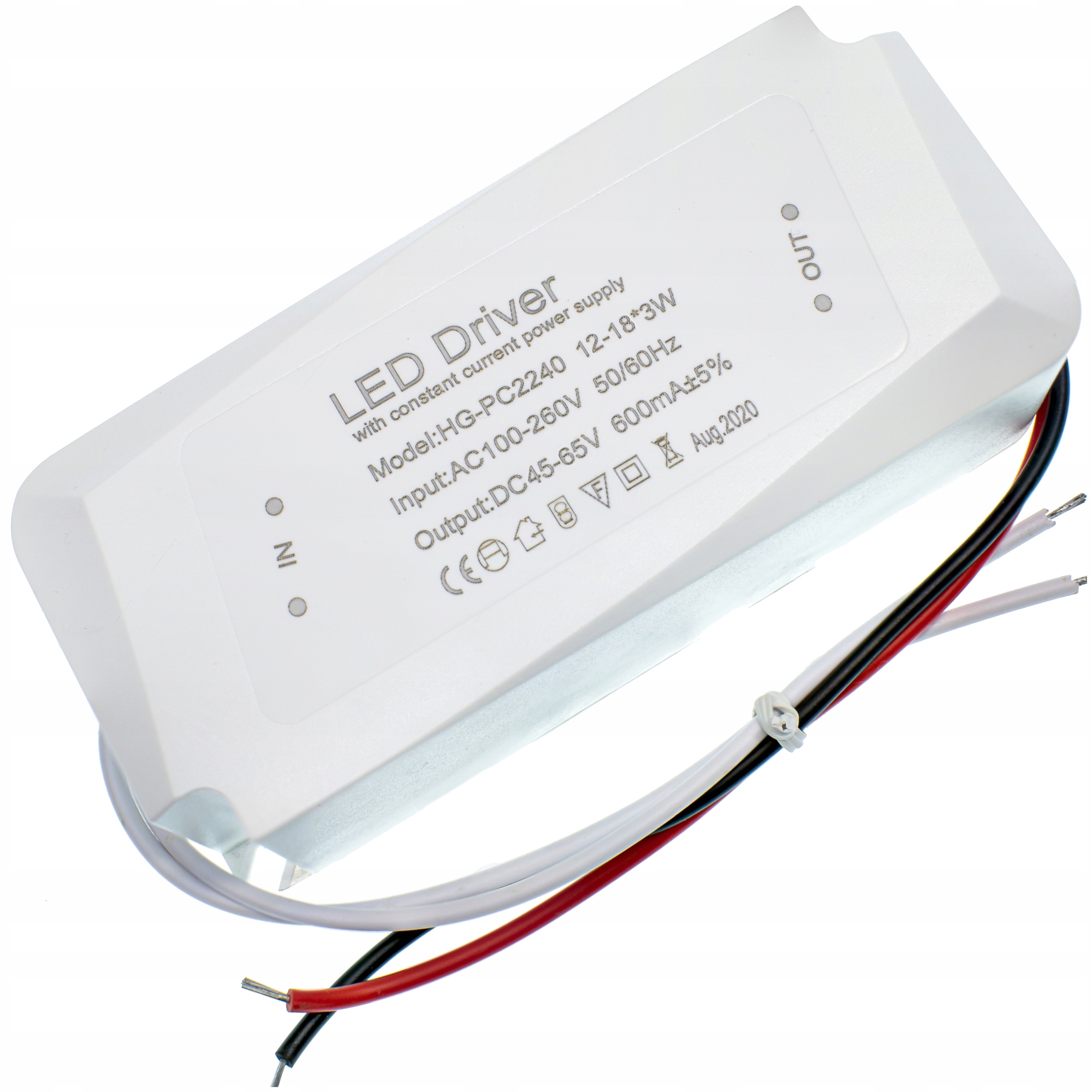 ZASILACZ LED DRIVER stałoprądowy | 12 - 18 x3W | 36 - 63V DC | 600mA