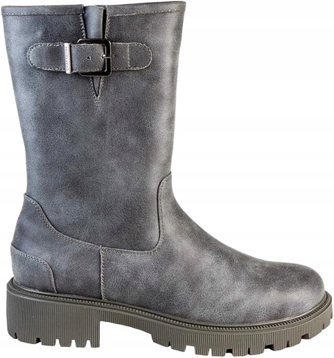 Chattawak Šedé Kotníkové Boty S Klasickou Přezkou A Silnou Podrážkou 39 J3E