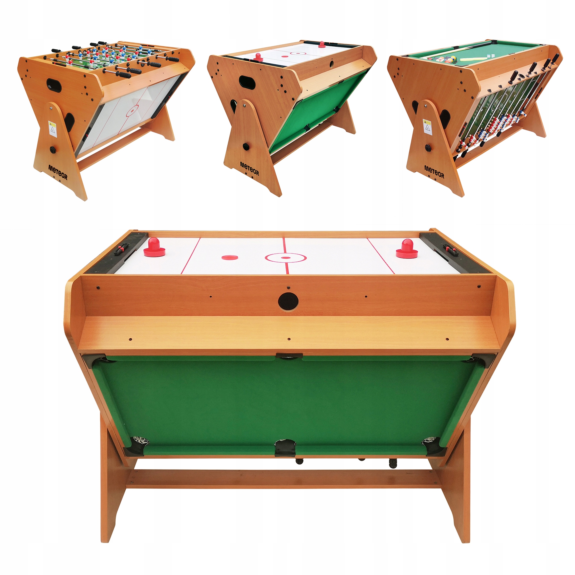 Stół Do Gry Piłkarzyki Cymbergaj Bilard Meteor 3w1 108x85x86 Obrotowy Mdf
