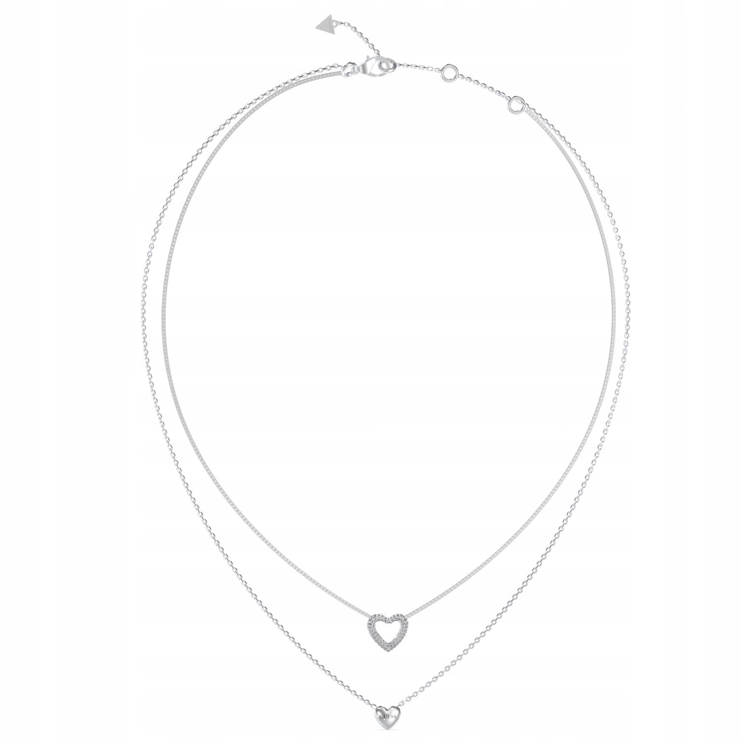 Náhrdelník Guess stříbrné srdce zirkon 46 cm