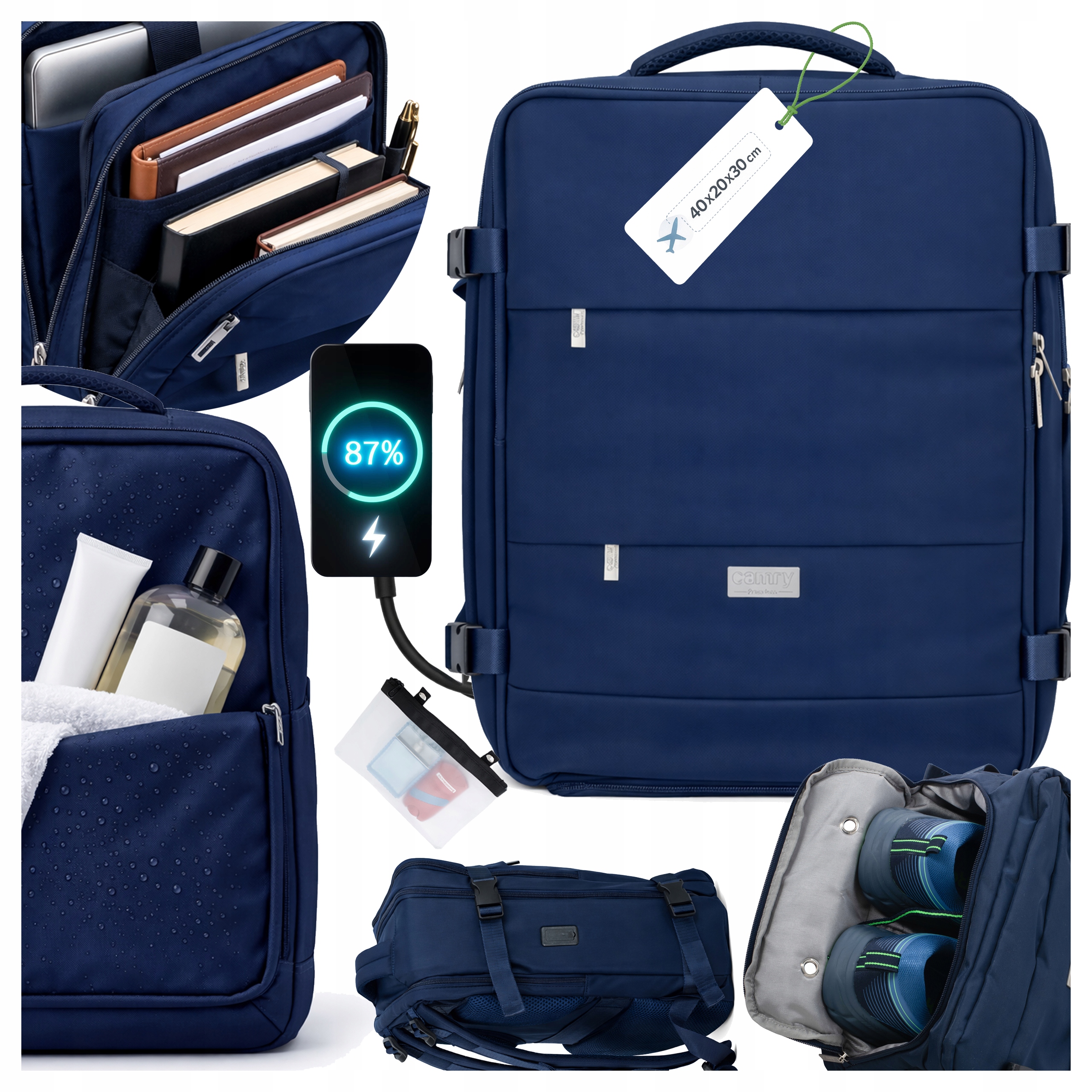 Plecak do Samolotu Bagaż Podręczny Ryanair Torba Podróżna Wizzair 40x30x20