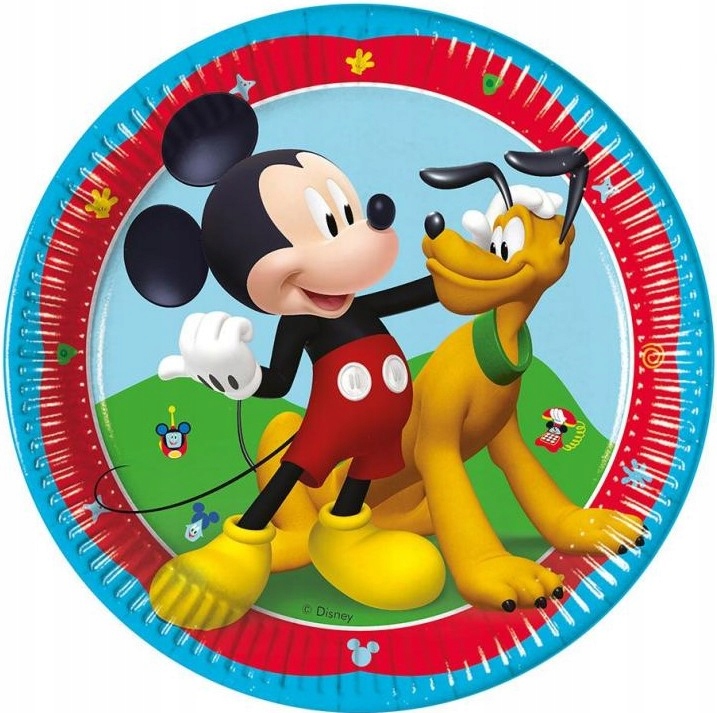 TALERZE PAPIEROWE MYSZKA MIKI 20cm, 8 sztuk