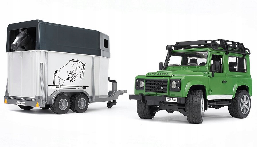 BRUDER 02592 Land Rover z przyczepą dla koni + koń