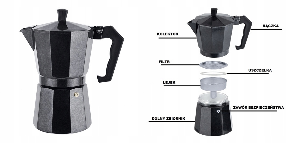 

Kawiarka Aluminiowa Czarna 6 Filiżanek 300ML Induk