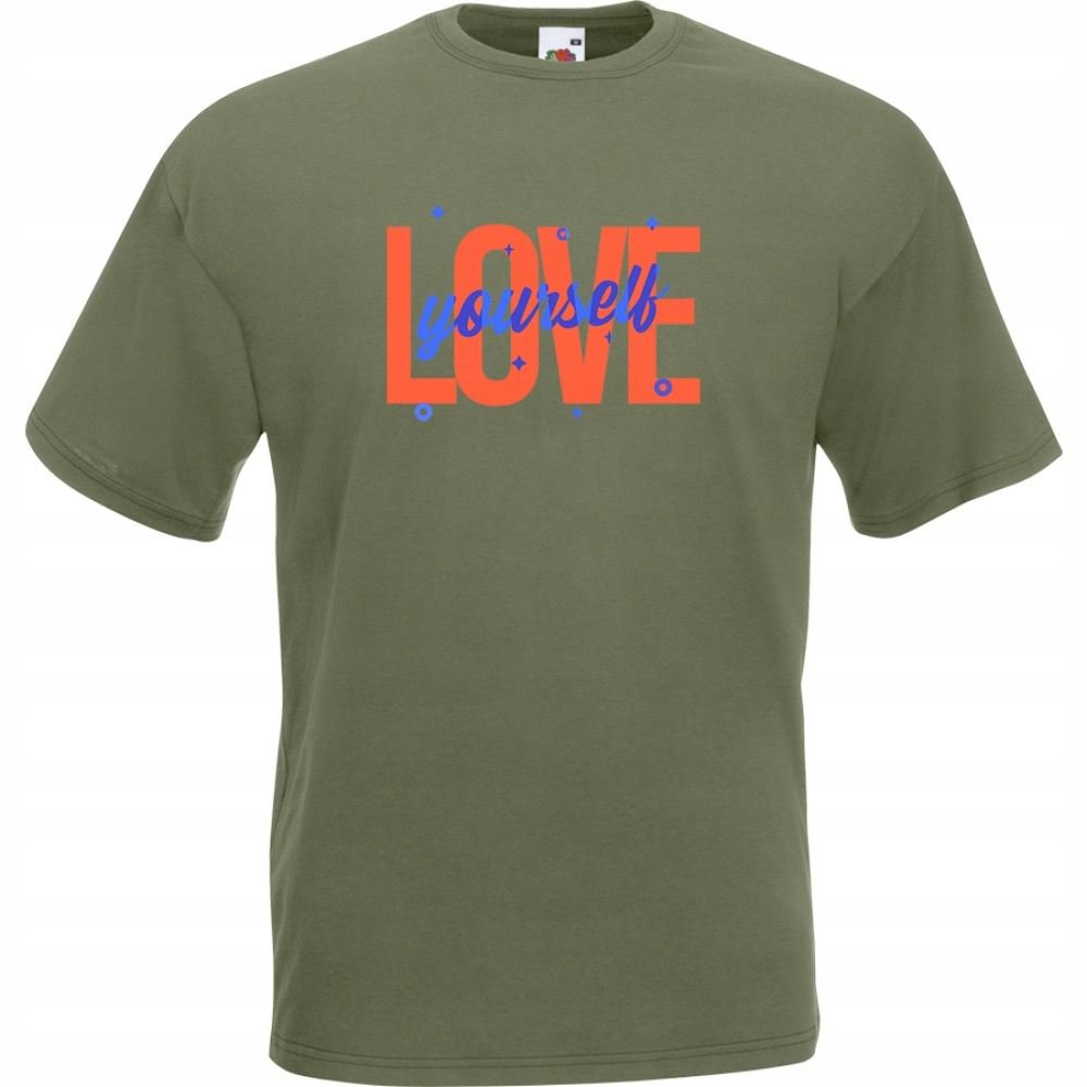 

Koszulka love yoursefl napis L oliwkowa