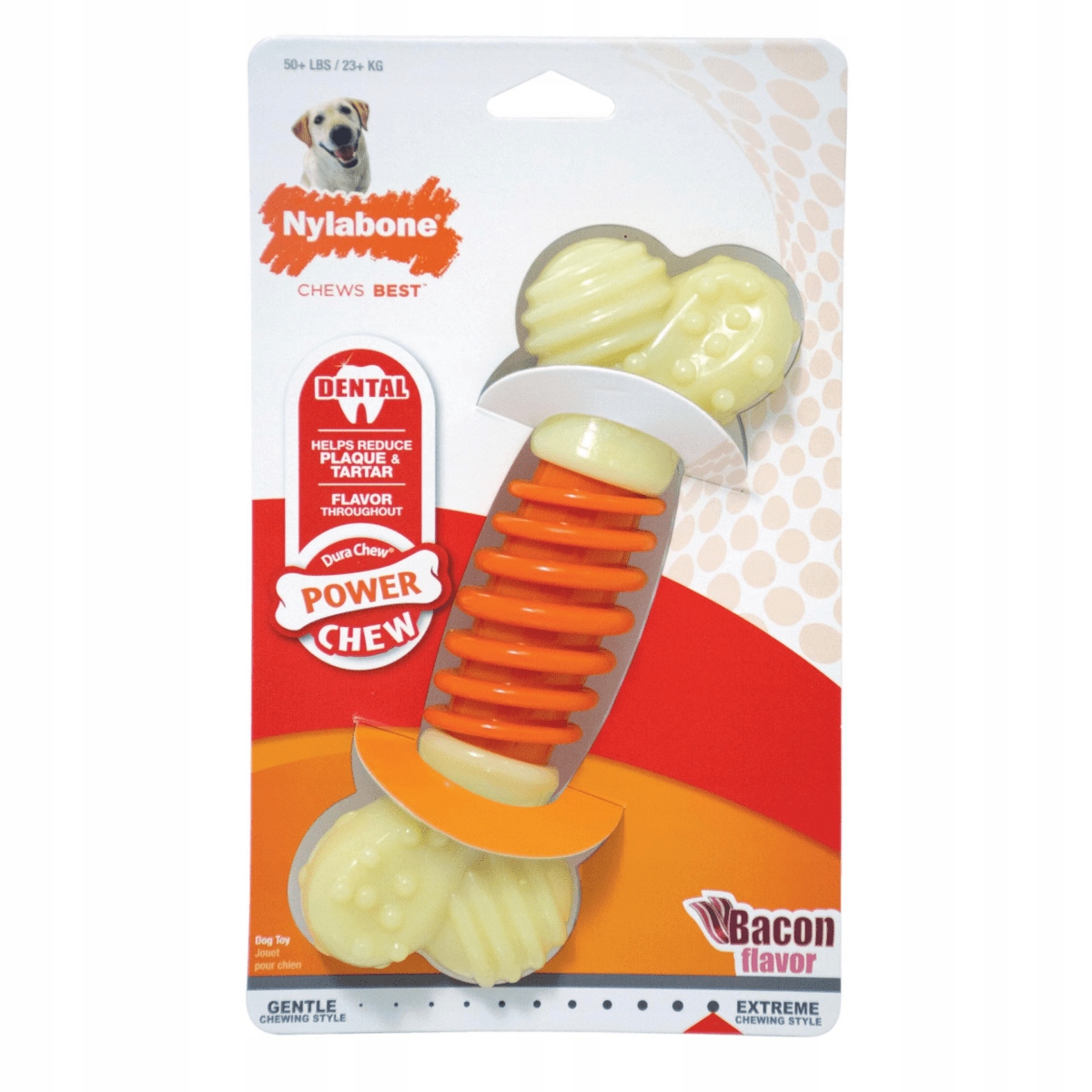 Levně Žvýkací činka pro psa Pro Action Dental Power Chew vel. XL, slanina, Nyl