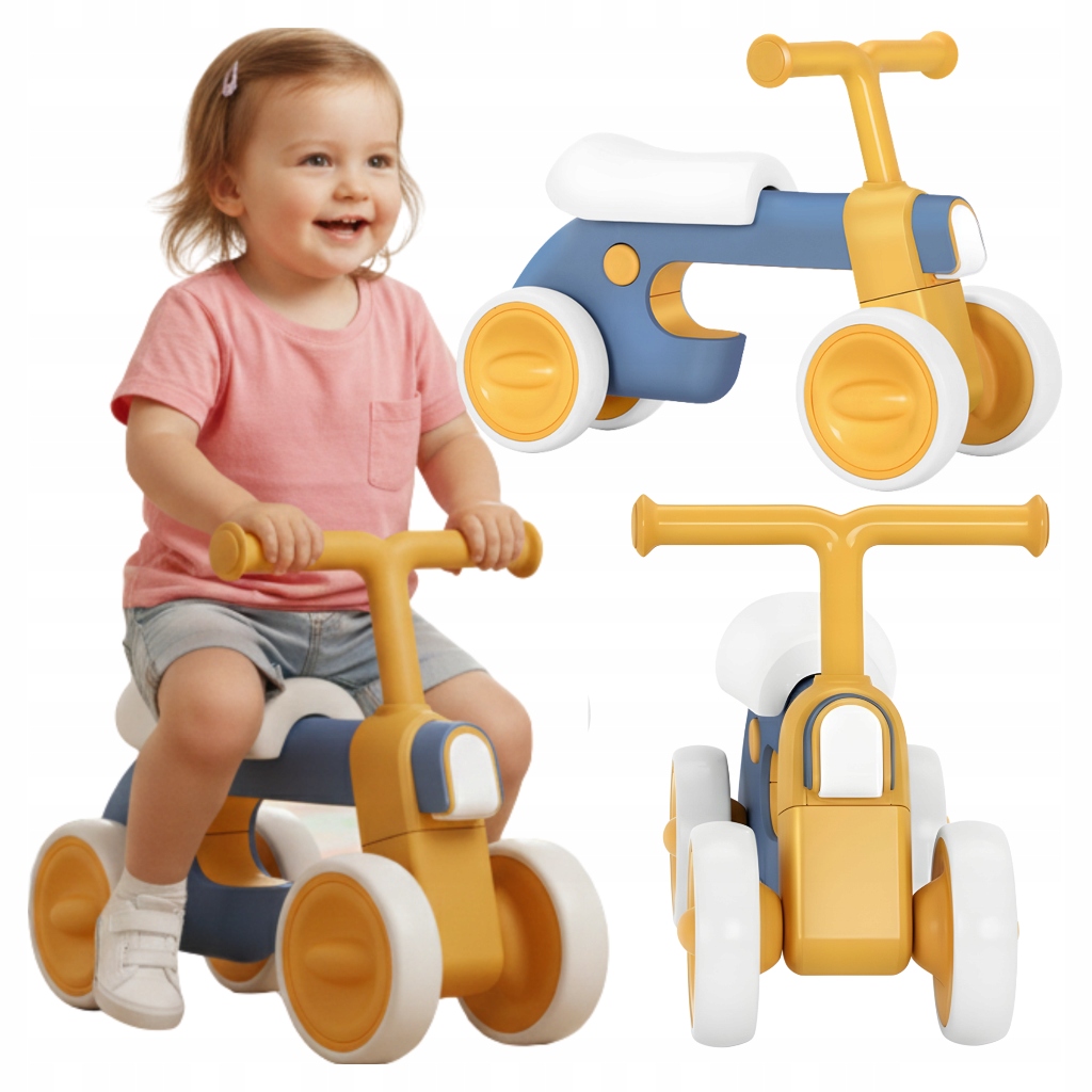 Rowerek biegowy 4 kołowy Lekki wytrzymały Stabilny dla dzieci 12m+