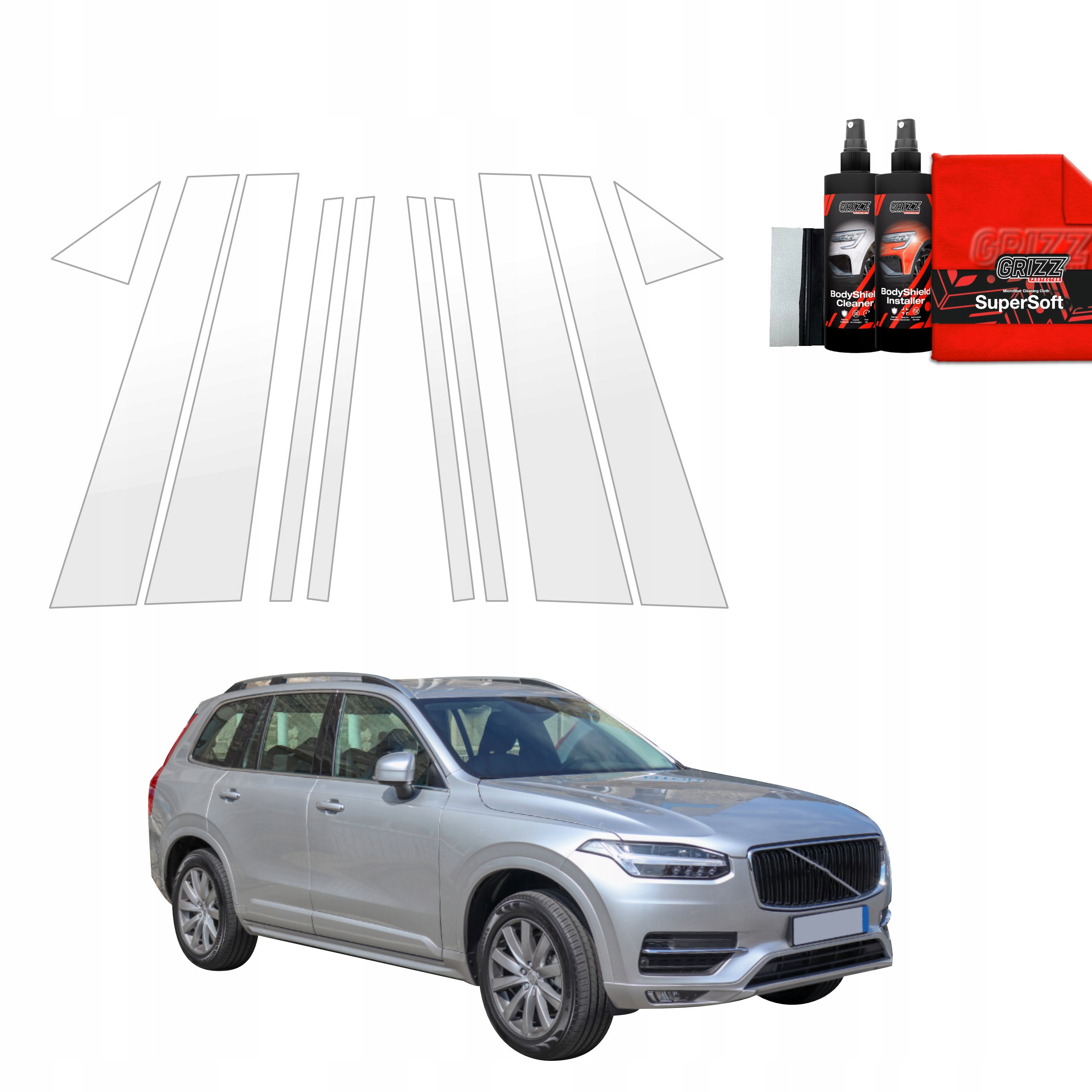 10v1 Fólie Ppf dýha na sloupky pro Volvo XC90 (2014-2024)