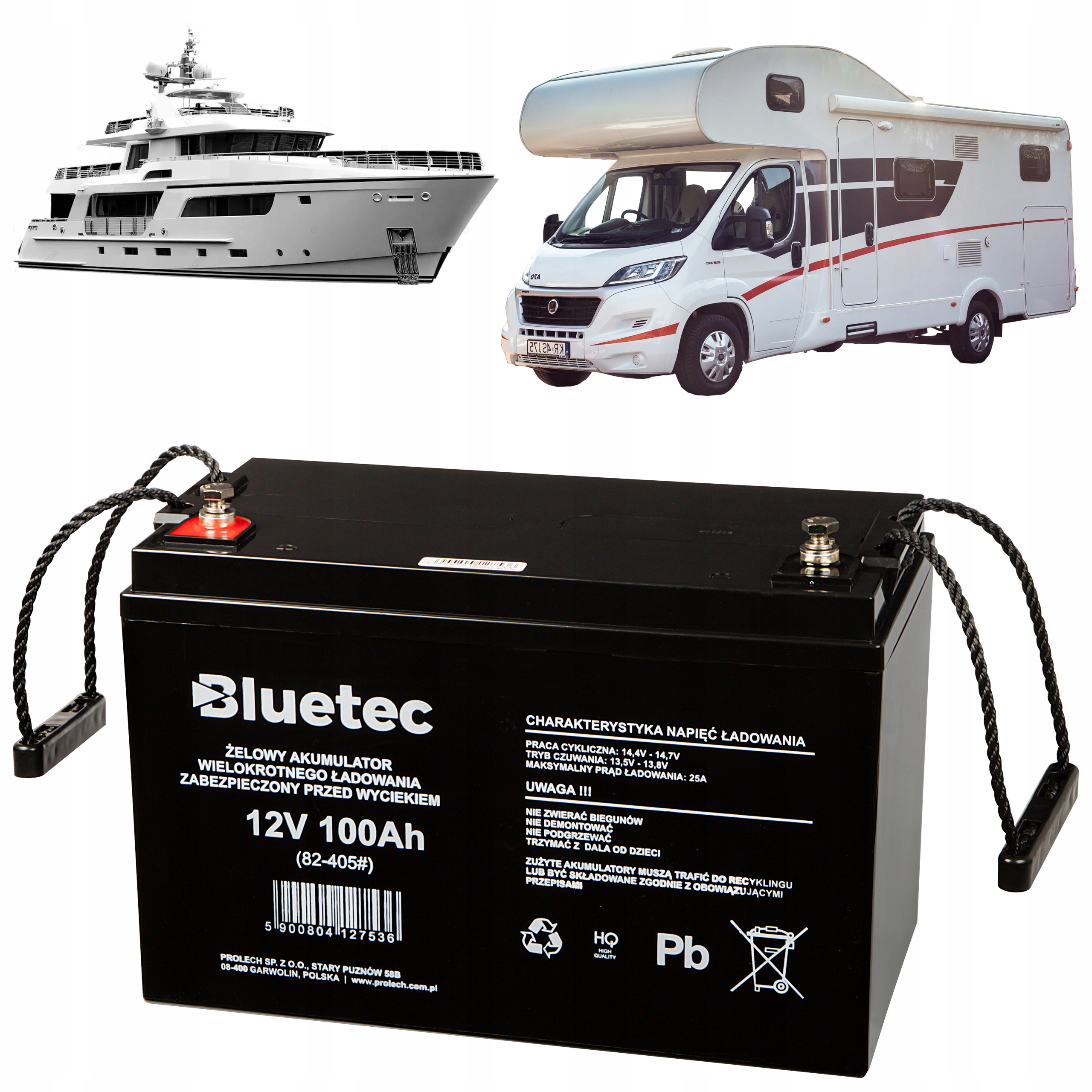 Gelový Akumulátor 12V 100Ah Kamper Jachta Loď Fotovoltaické Napájení