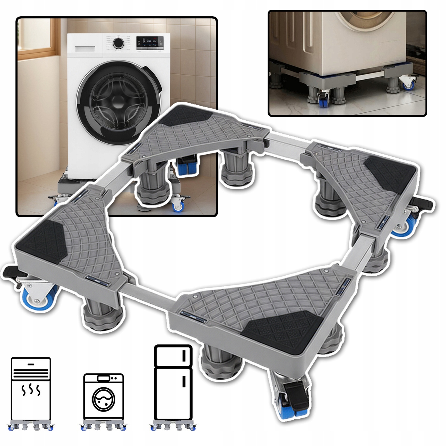 Regulowany Mini Stojak Na Lodówkę Stojak Na Pralkę Mobilny Wałek Z 4 Kołami