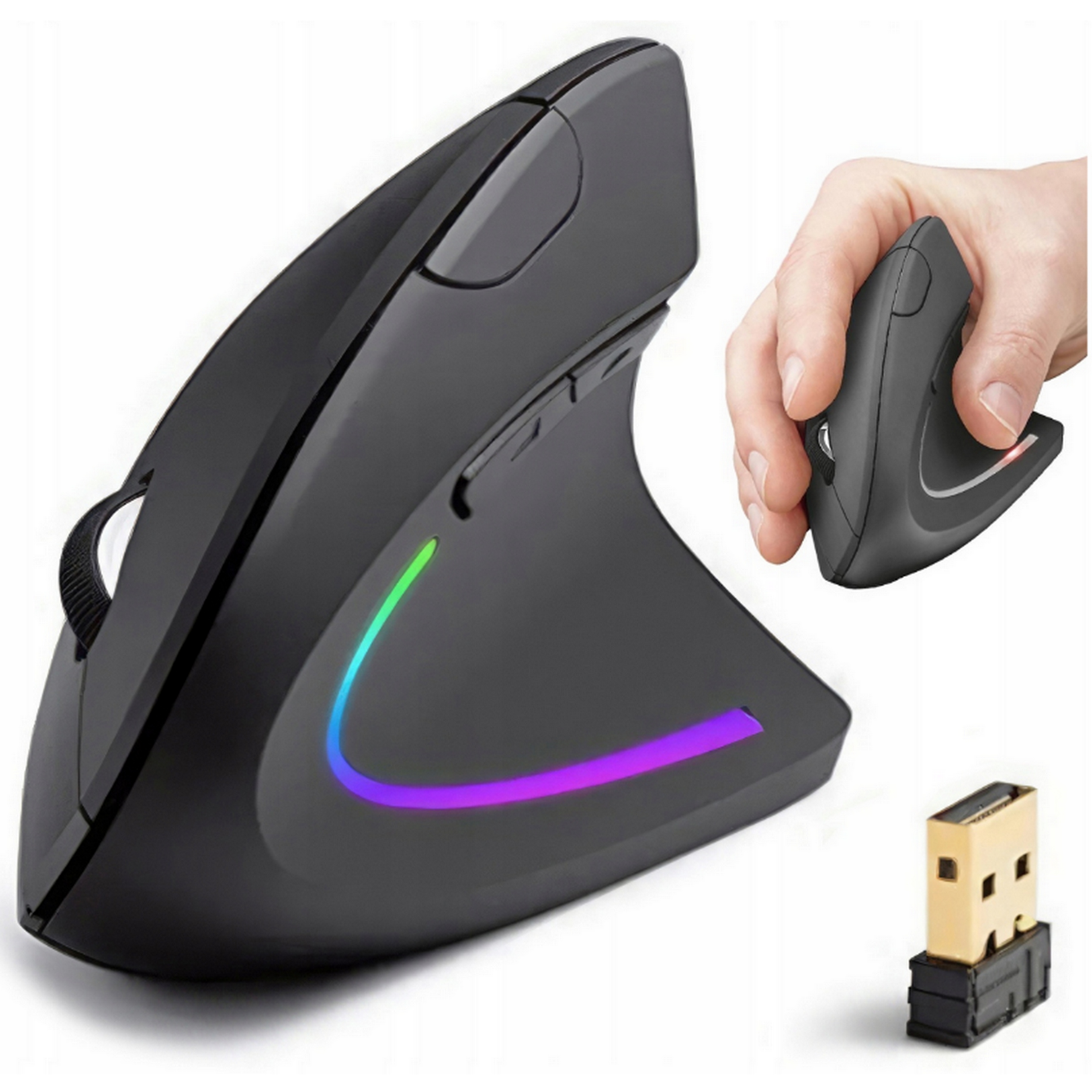 MYSZ BEZPRZEWODOWA PIONOWA WERTYKALNA ERGONOMICZNA MYSZKA 2.4GHZ DO PRACY