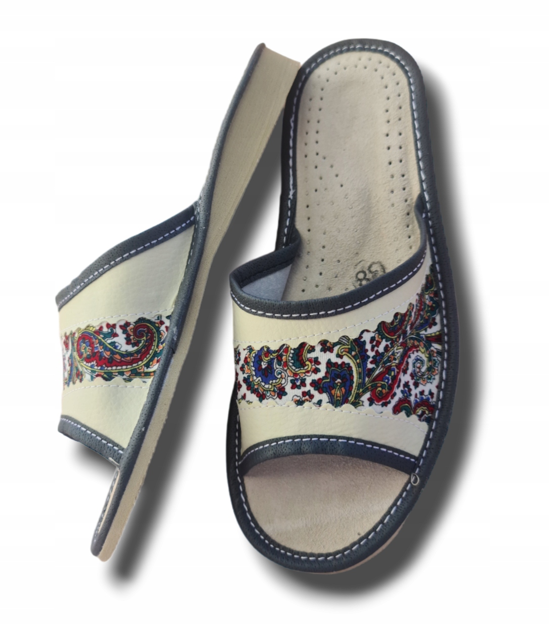 Pantofle Klapki Damskie Skórzane Rozmiar 36 Wsuwane Łowickie Rozmiary 36-41