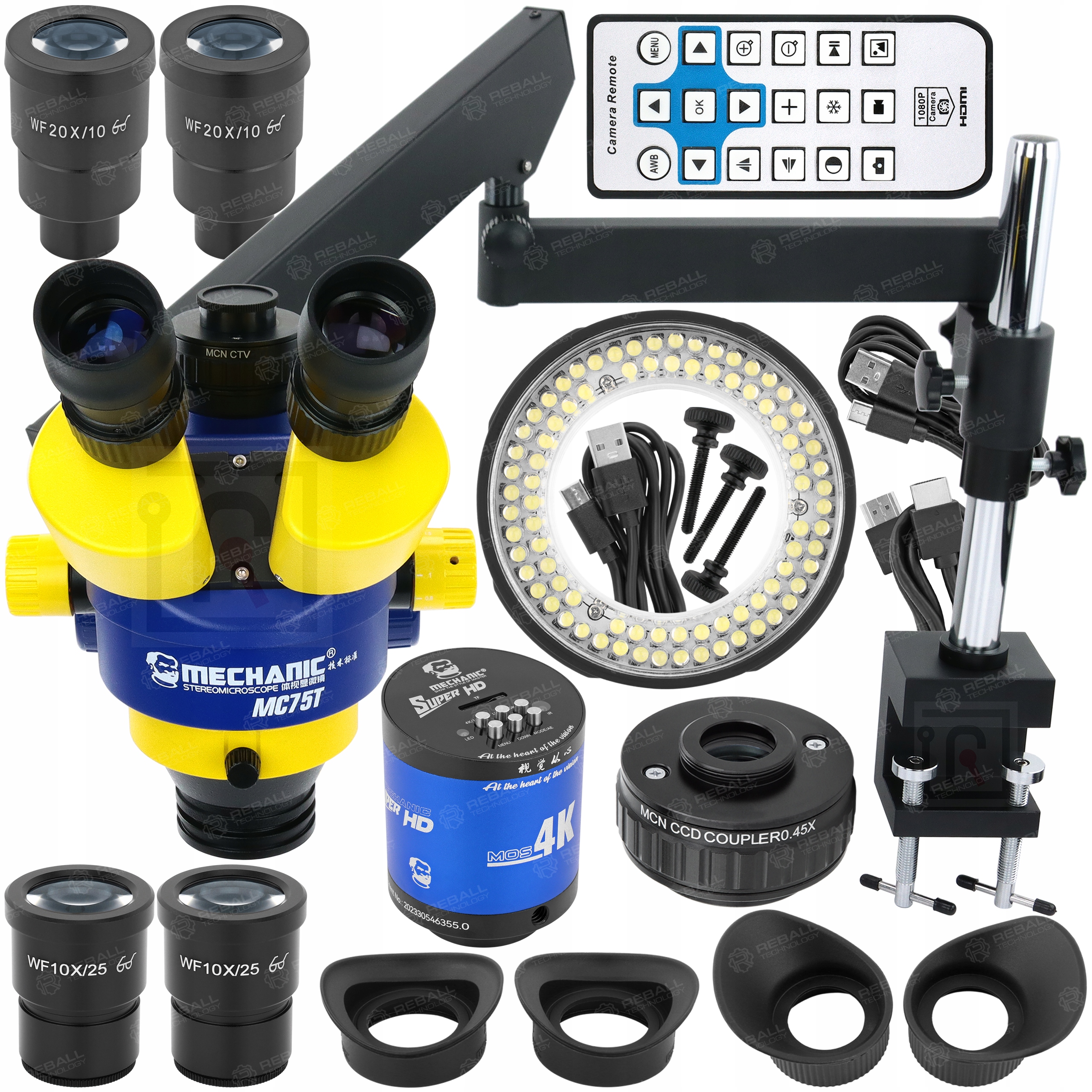 Triokulární Stereoskopický Mikroskop MC75T-M1 90x Kloub 9kg Kam 4K