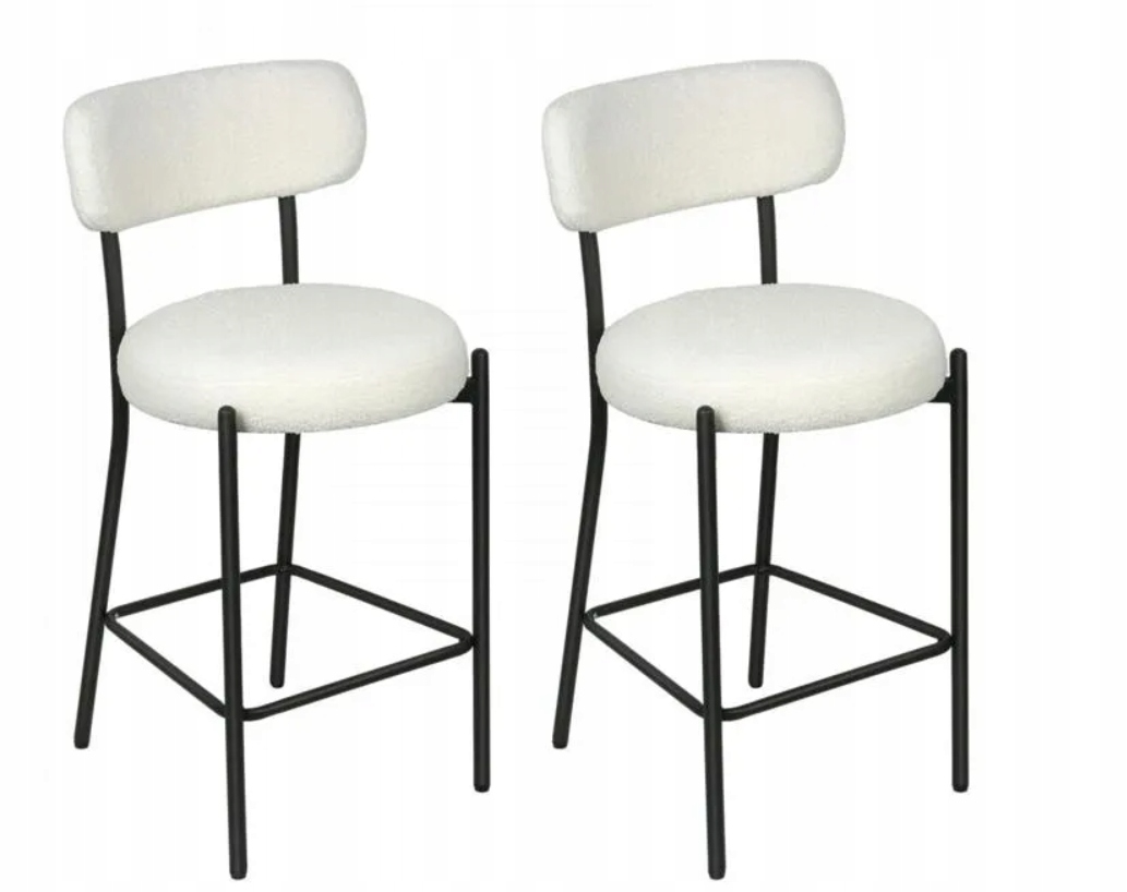 Sada 2 barových stoličiek Teddy s opierkou – biela Škandinávsky štýl