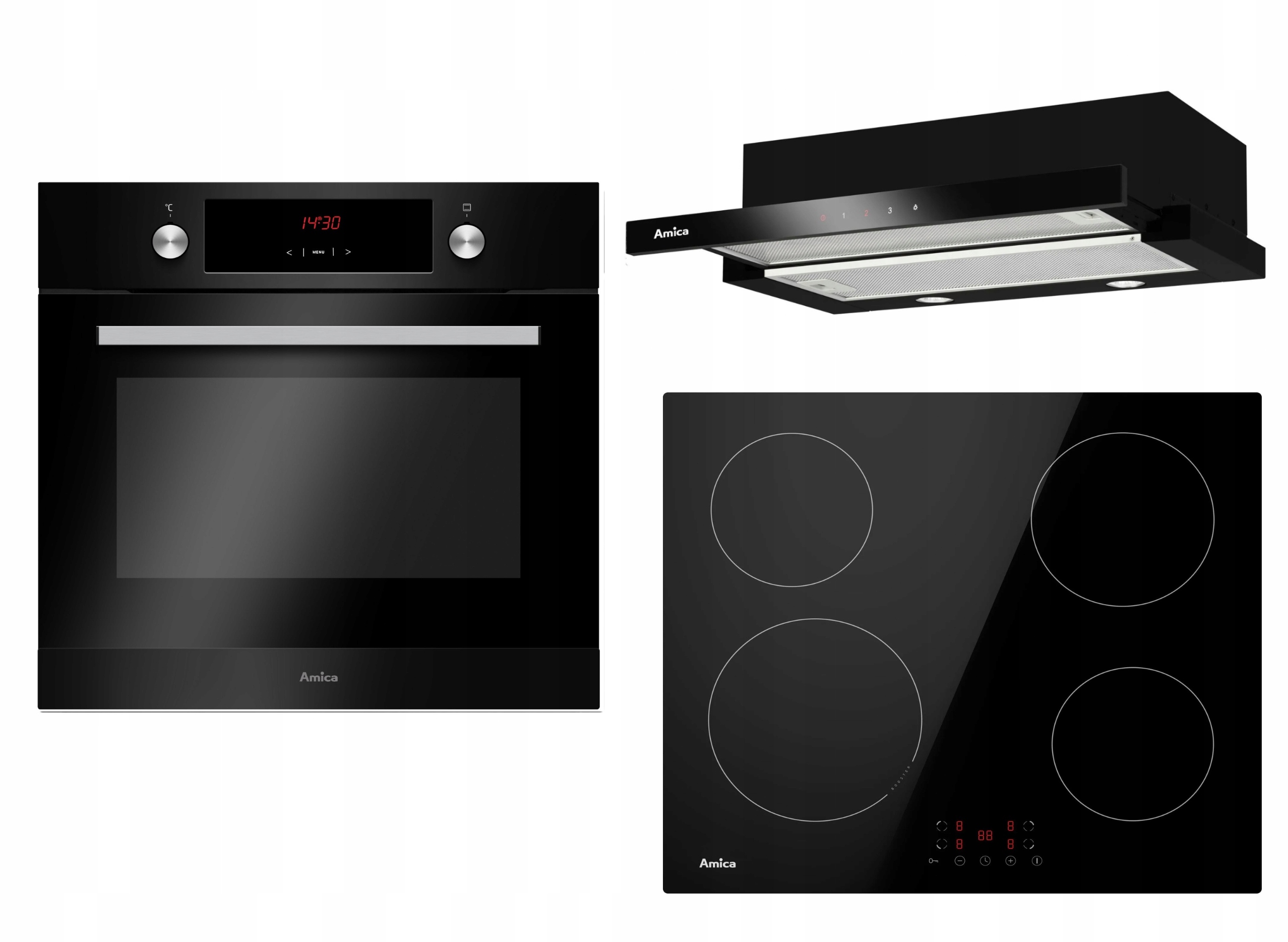 HIT ZESTAW AMICA Piekarnik 10fun Indukcja Okap