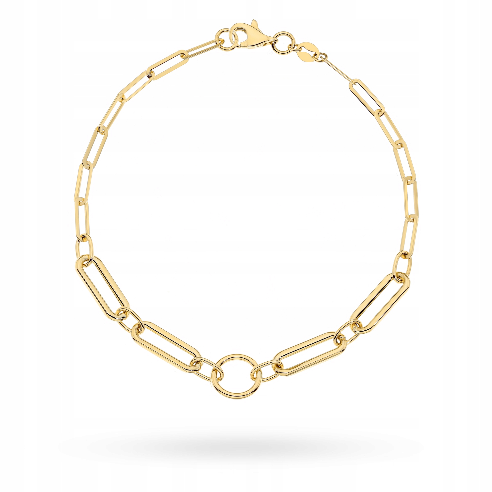Zlatý Náramek Dámský pr. 585 Široké články RIng Paperclip 14k