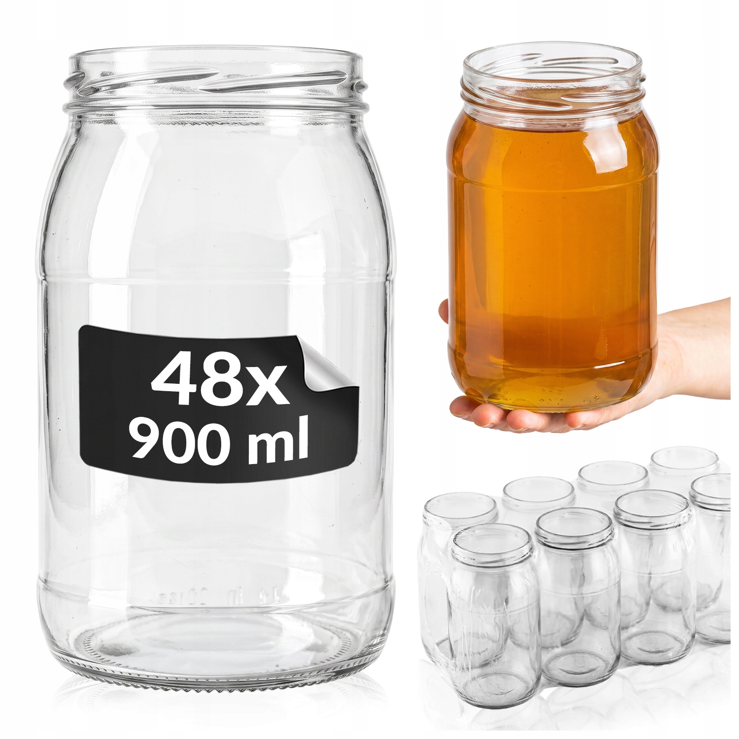 48 x Sklenička 900 ml sklenice na zavařeniny med, kysané okurky pro pasterizaci