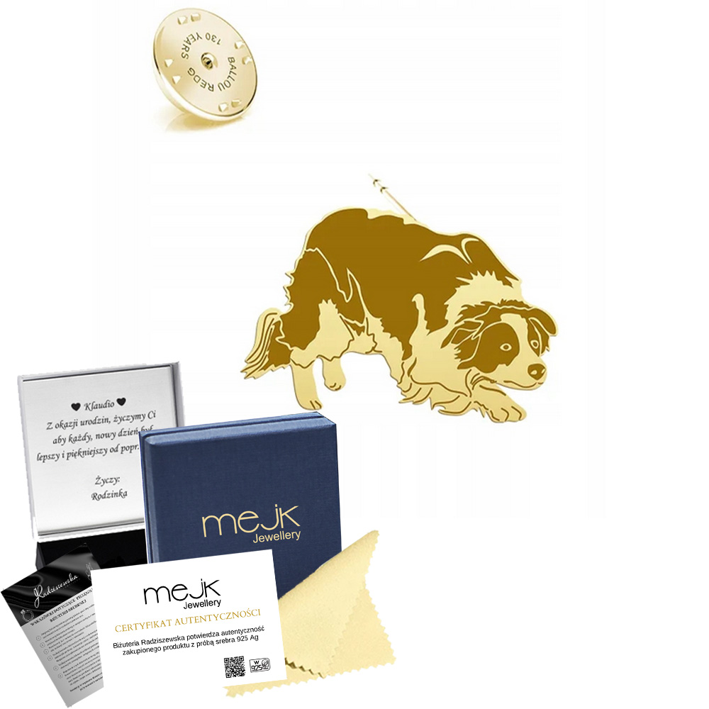 Odznak Border Collie 925 Šperky Dárek Dedikace Bonus