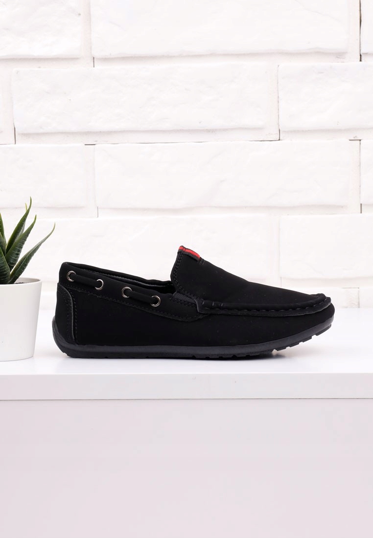 Mokasyny CHŁOPIĘCE CZARNE ZAMSZOWE WSUWANE PÓŁBUTY Marka Inna marka