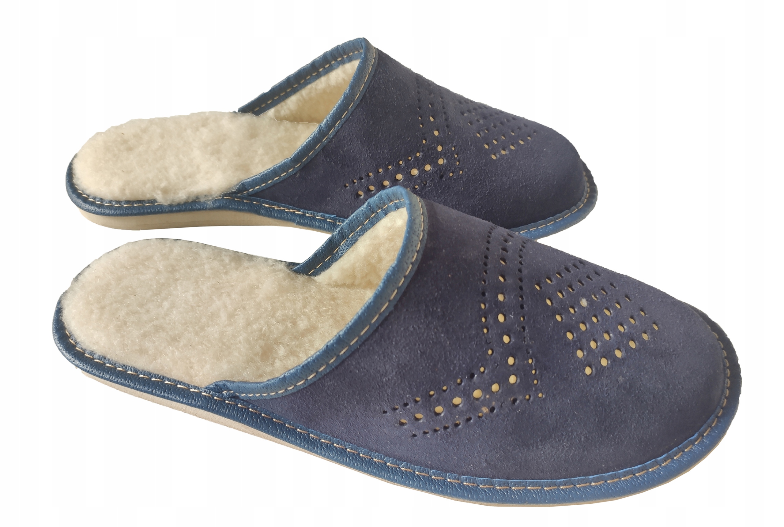 

Kapcie Męskie Skórzane Ciepłe Pantofle Wełniane