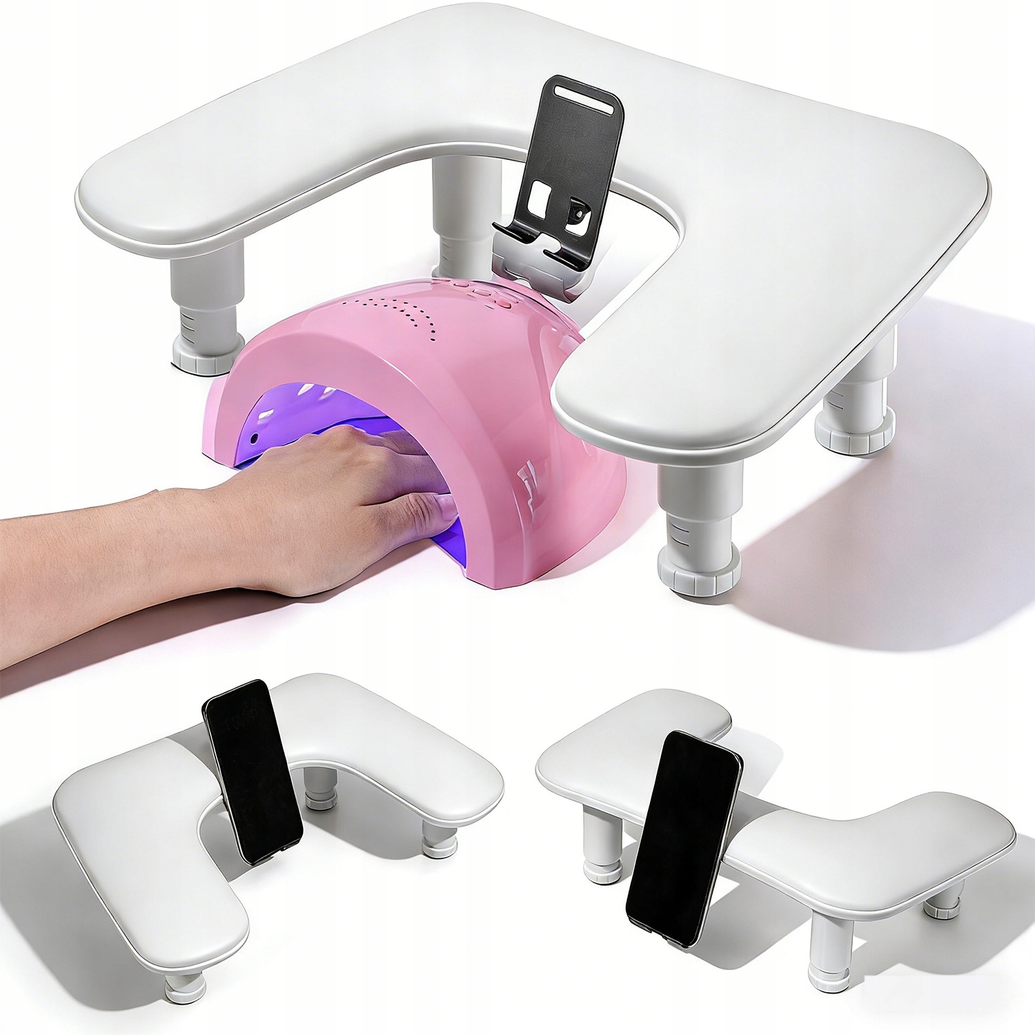 Podłokietnik Do Manicure Regulowana Podpórka Pod Dłonie Z Uchwyt Na Telefon