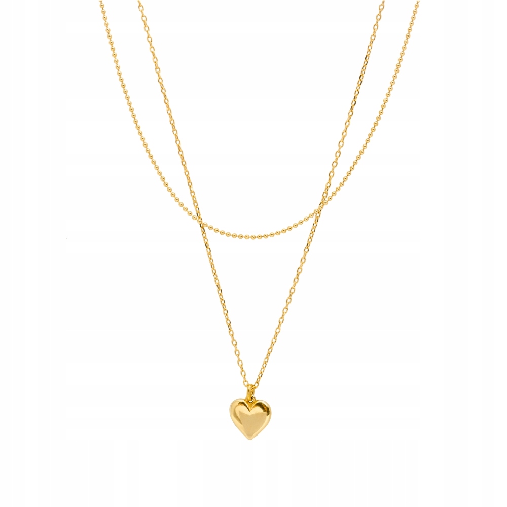 Naszyjnik pozłacany Ania Kruk złoty podwójny serce srebro 925