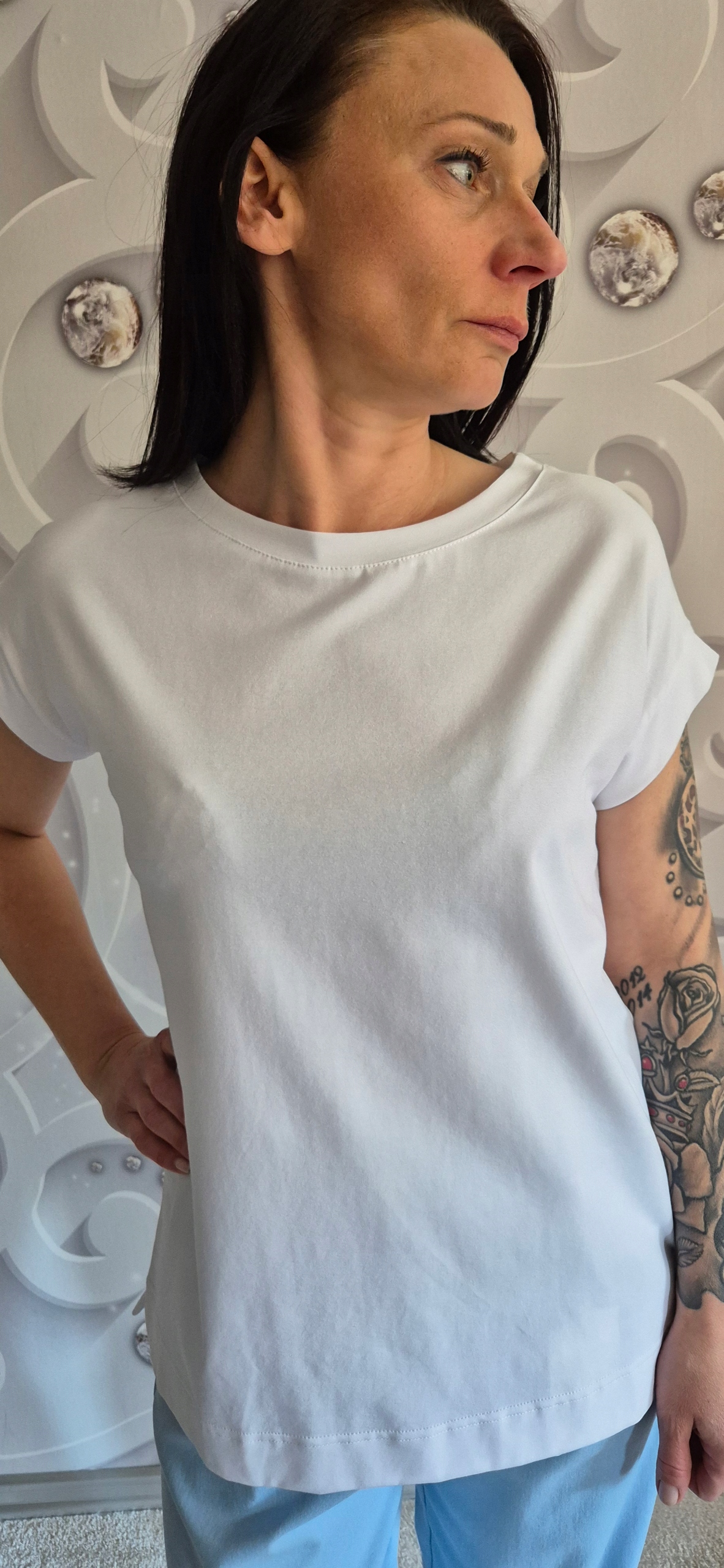 elegantní bílá halenka Magnet , krátký rukáv, velikost L