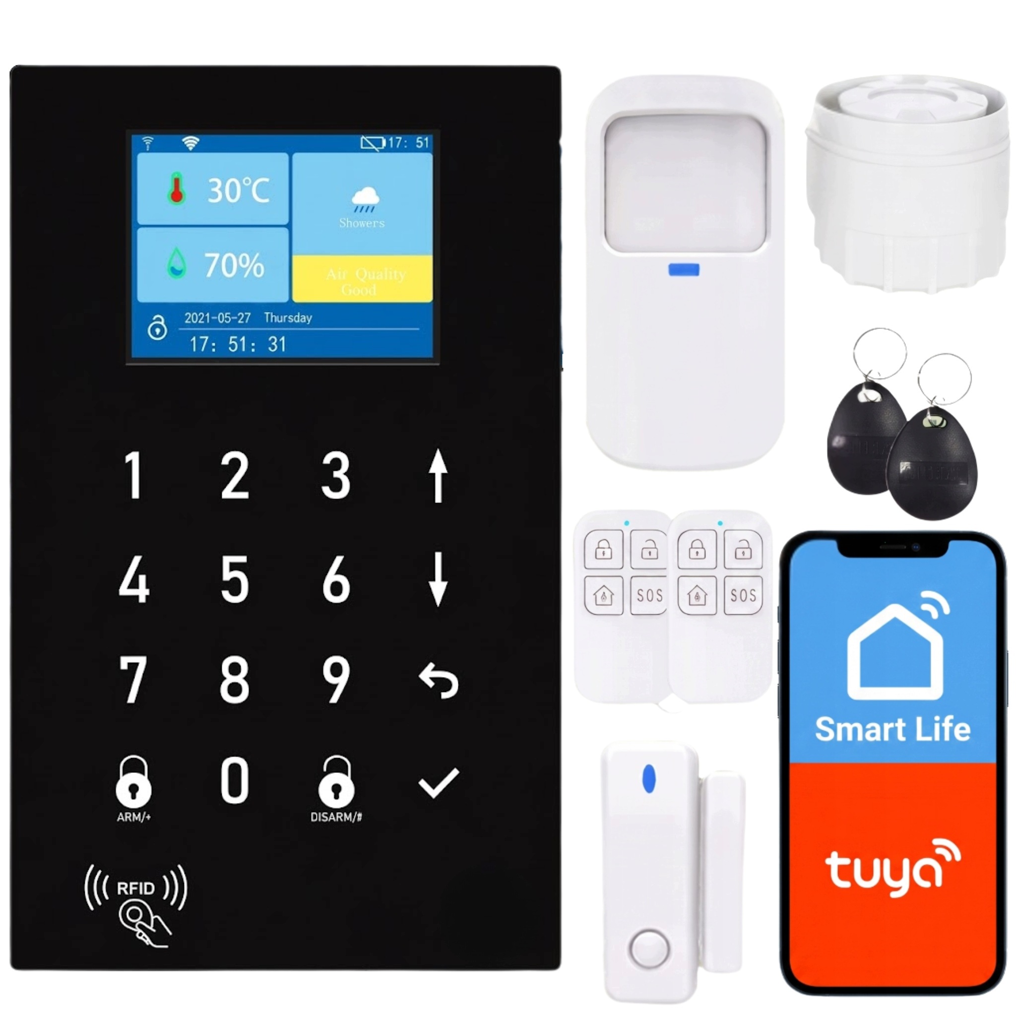 Bezdrôtový alarm Gsm WiFi s aplikáciou Tuya, sada, Kostor SAD006