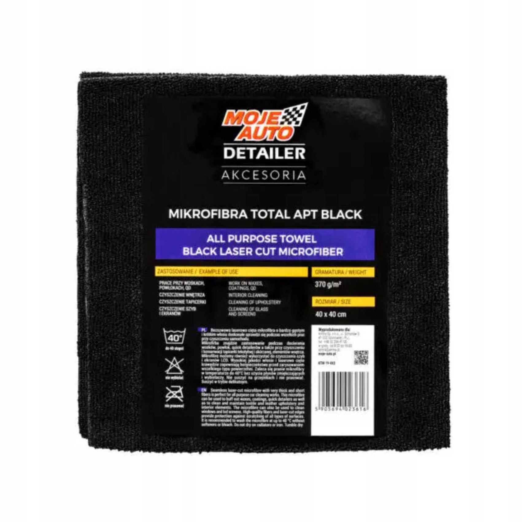 Moje Auto Mikrofibra Apt Black Detailer 370g/m2 40 x 40 cm