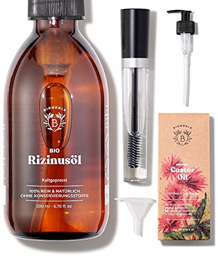 BIONOBLE Olej Rycynowy Bio 200ml Naturalny Do Włosów Rzęs Brwi Paznokci