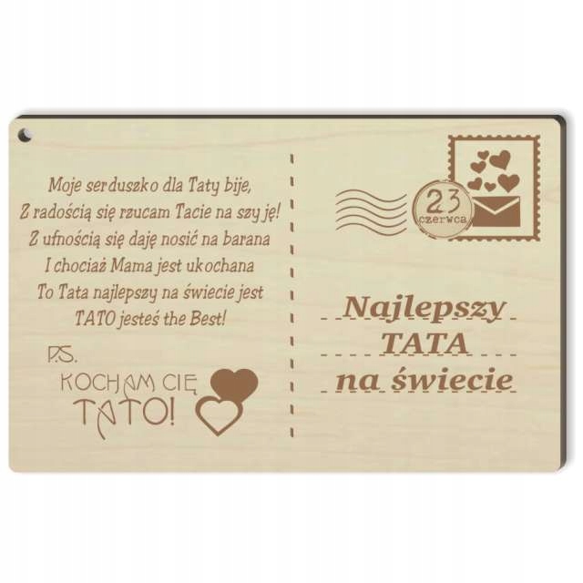 

Pocztówka drewniana Dzień Ojca najlepszy Tata