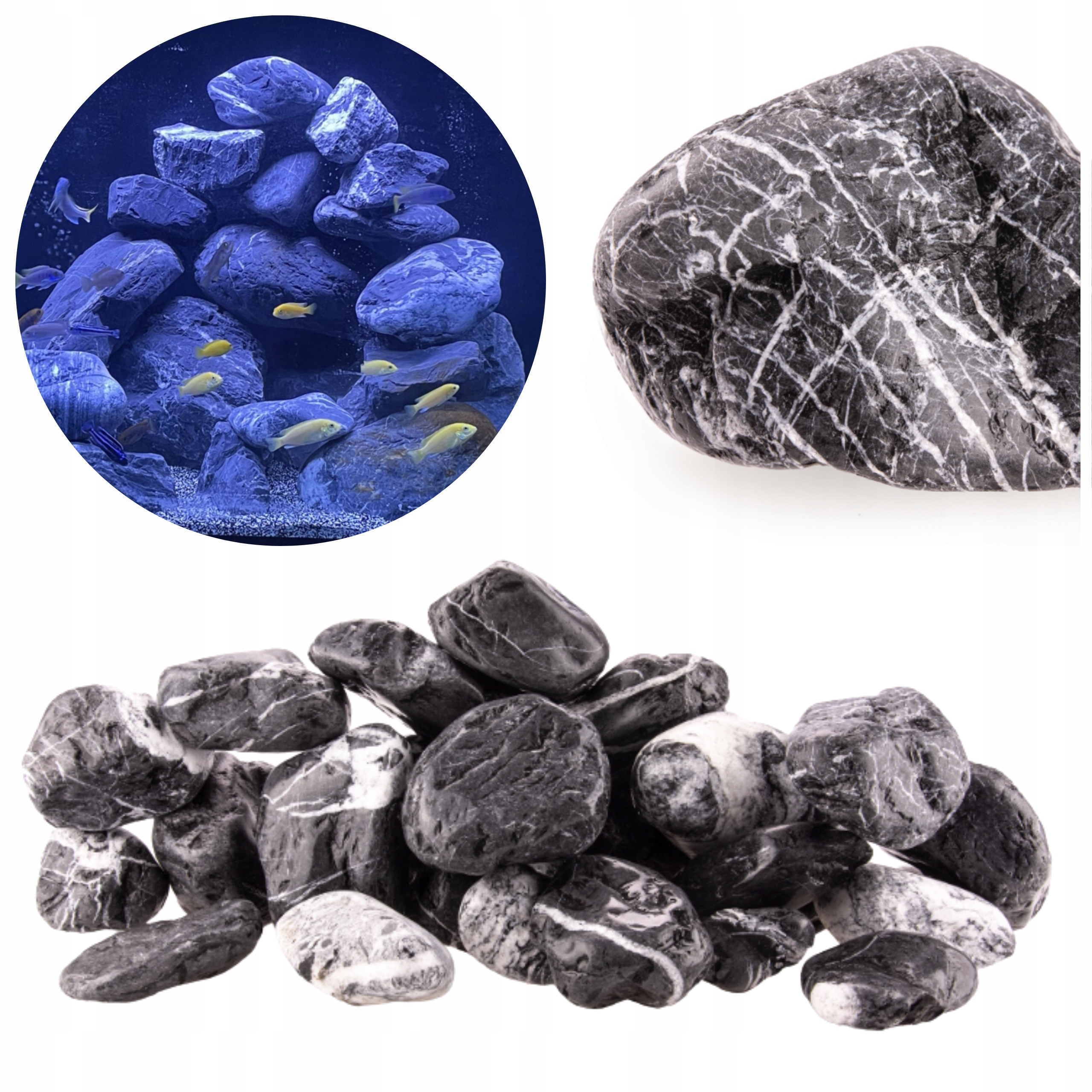 Kámen Do Akvária Oblázek Dark Rock, Sada 24 Kg