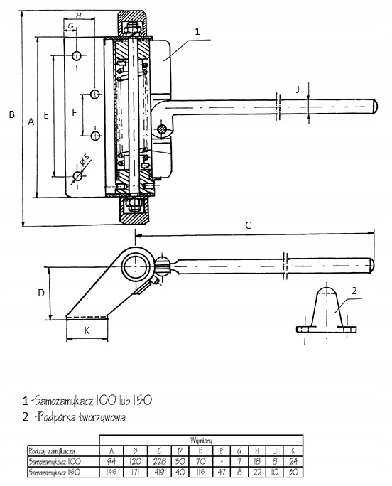 SAMOZAMYKACZ SPRĘŻYNOWY 150 DOMYKACZ FURTEK DRZWI Zastosowanie uniwersalne