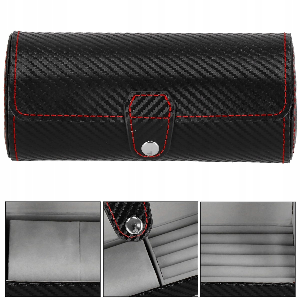 SZKATUŁKA NA ZEGARKI 2szt BIŻUTERIĘ ETUI ORGANIZER PUDEŁKO ELEGANCKIE Kolor czarny