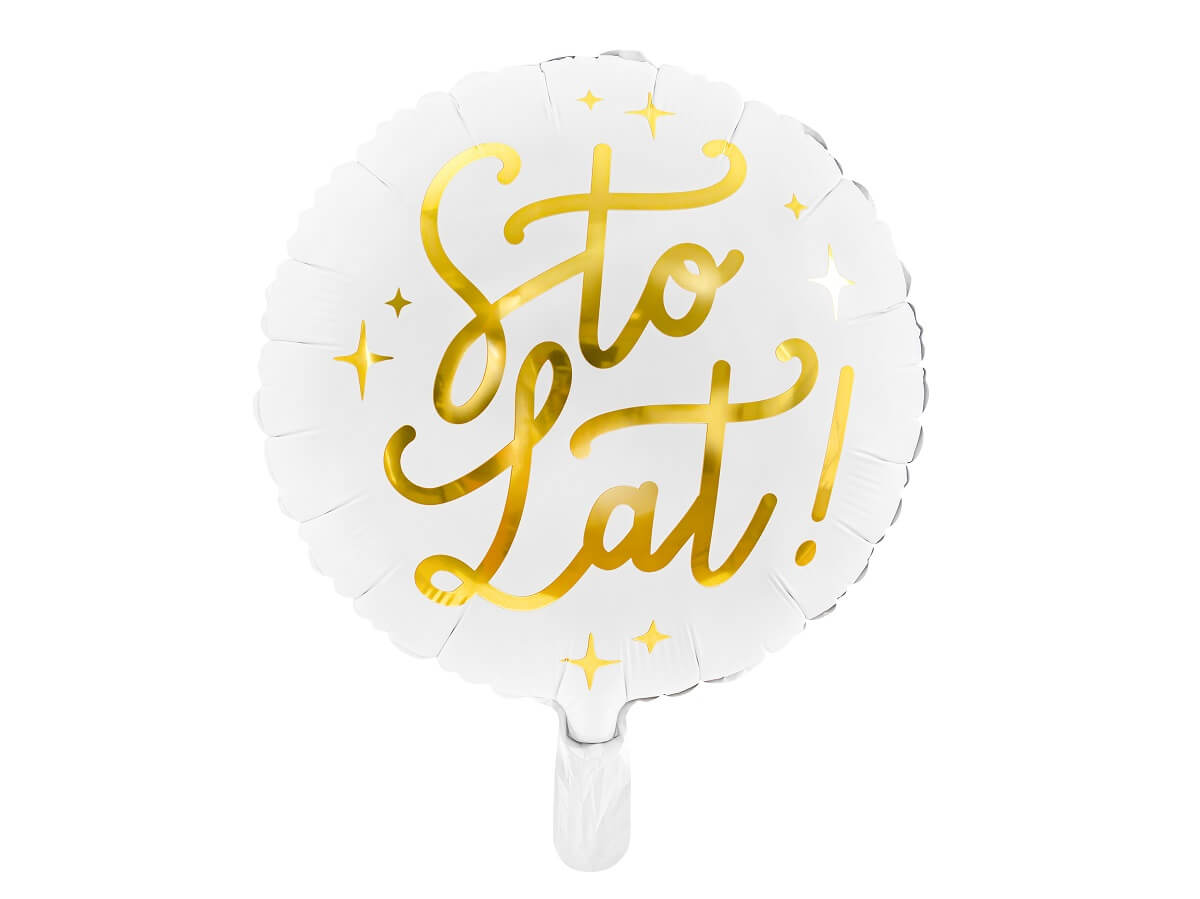 Balon foliowy Sto lat!, 35cm, biały   FB59 — 2